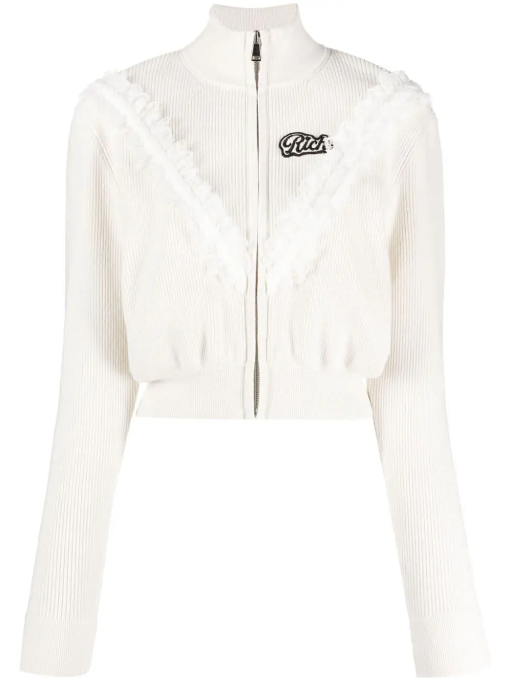 Alessandra Rich cable-knit polo jumper - Neutrals