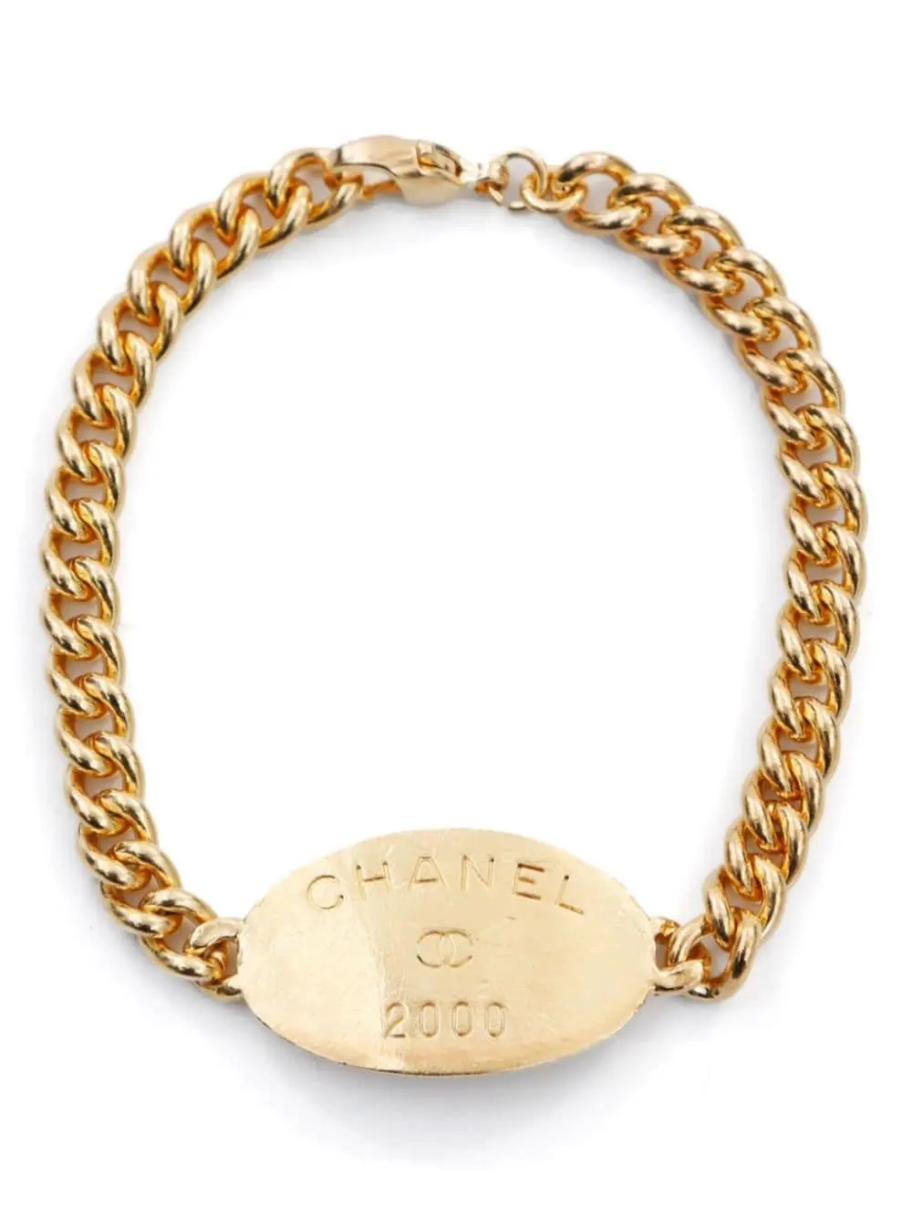 CHANEL Pre-Owned 1980-1990 CC-logo shell cuff - Gold