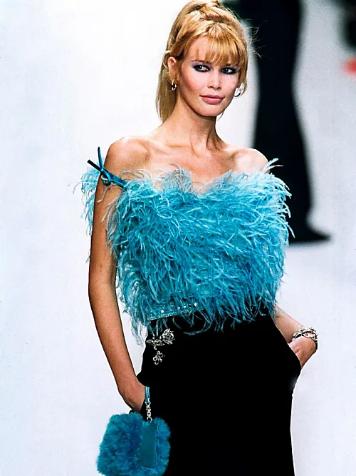 Claudia Schiffer in the 90s on the runway