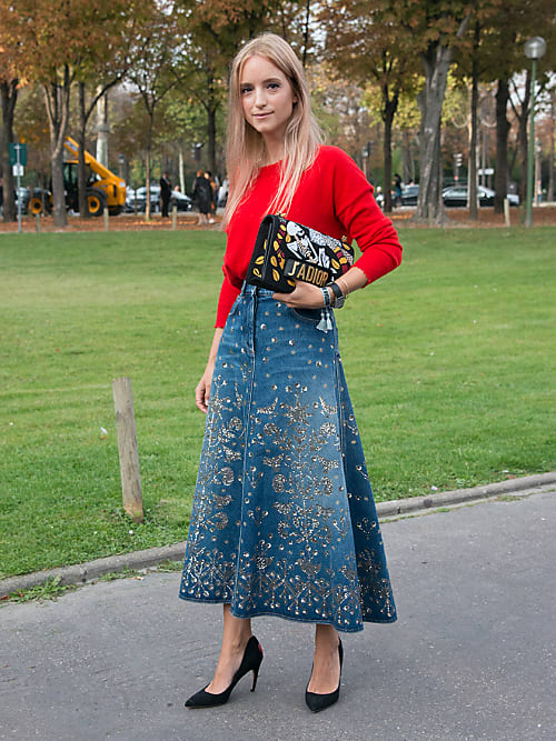 jeans long skirt outfit