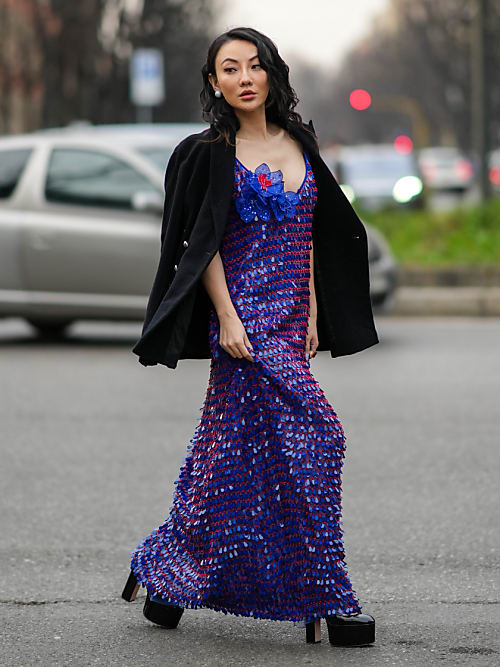 Kendall Jenner Black Midi Dress Street Style Milan 2020