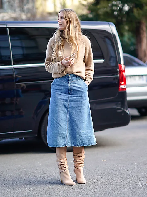 15 Super Trendy Midi And Maxi Denim Skirt Outfits - Styleoholic