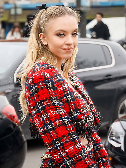 Sydney Sweeney just wore sequinned underwear as trousers at the Miu Miu  show - see photos