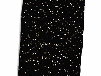 3dRose Gold Faux Glitter Black White Stripes Towels 15 x 22