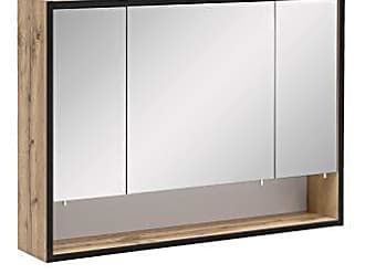 vormontierter Badschrank HxBxT: 50 x 65 x 14 cm natur Wandschrank aus Bambus Relaxdays Bad Spiegelschrank 2-t/ürig