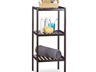 Relaxdays Bamboo Bathroom Shelf With 3 Tiers 80 X 33 X 34 Cm Chic Standing Rack With 3 Shelves Of Natural Wood As Kitchen Shelf Or Wooden Rack For Storage In The Bathroom White Natural Brown