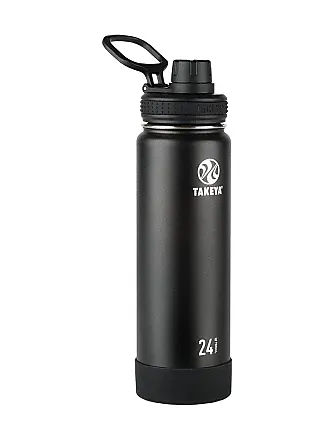 Takeya Motivational Tritan Straw Water Bottle, 64 oz, Stormy Black