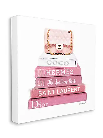 Stupell Industries Fashion Designer Shoes Bookstack Pink White Watercolor Canvas Wall Art by Amanda Greenwood