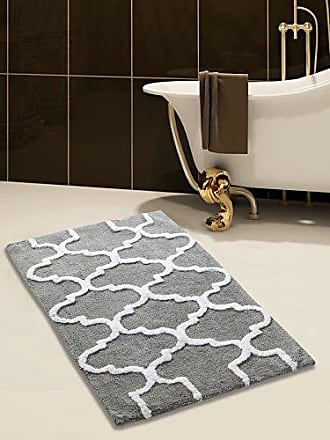 Amrapur Overseas Stripe bath mat 21-in x 34-in Taupe Cotton Bath