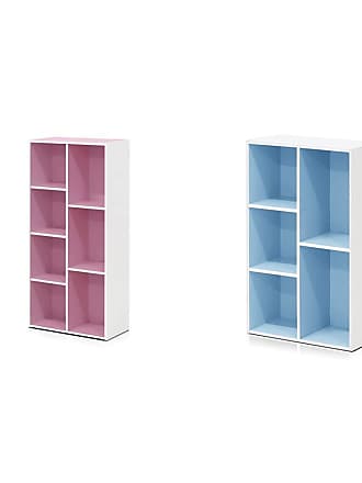 White/Light Blue 11069WH/LBL Furinno 5-Cube Reversible Open Shelf 