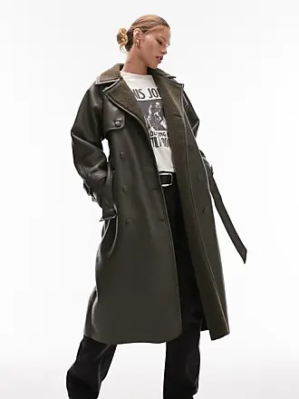 Topshop reversible long-line padded trench coat in charcoal