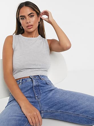 Fashionkilla longline crop top in grey