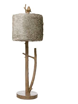 Multi Creative Co-Op 10-3/4 Round x 33-1/2H Resin Birch Branch w/Bird & Faux Fur Shade Brown & Beige Truck Ship Table Lamps 