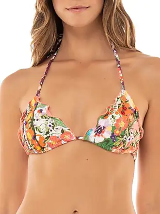 Women's Beach by Melissa Odabash Triangle halter bikini Swim Top Coral  Large New