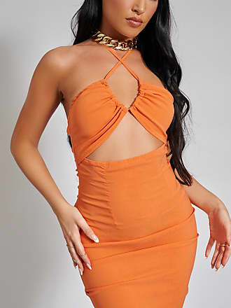 EGO Cut Out Halter Neck Mini Dress In Orange UK 12, Orange
