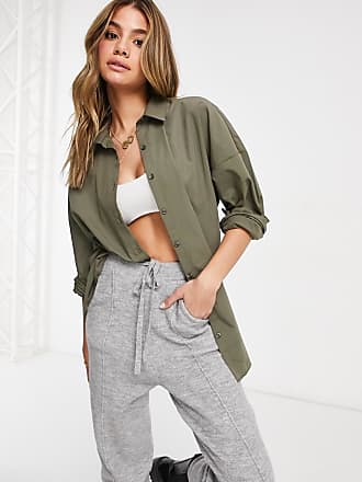 Fashionkilla oversized shirt in khaki-White