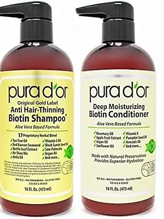 PURA D'OR Professional Grade Anti-Thinning Biotin Shampoo & Conditioner Set  For Thinning Hair, Clinically Proven Hair Care 2X Concentrated DHT Blocker  Hair Thickening Products For Women & Men 16oz x 2