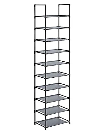 SONGMICS 10 Tier Shoe Rack, 11 x 17.7 x 68.1 Inches Stand Shoe Shelf, Shoes  Storage Organizer, Space-Saving, Metal Frame, Non-Woven Fabric Shelves, for  Entryway, Bedroom, Black, Gray