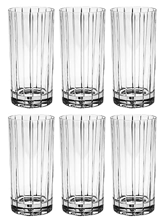 Hand Cut Mouth Blown Crystal Tumbler Glasses Barski Highball- Hiball Tumblers Set of 6 Made in Europe - Uniquely Designed Each Glass is 16 oz 