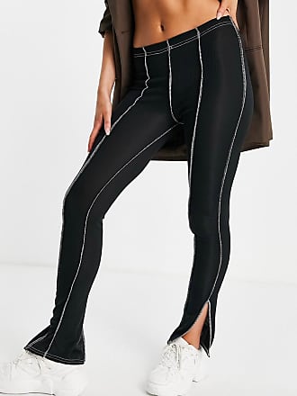 Fashionkilla rib flares with exposed seams in black