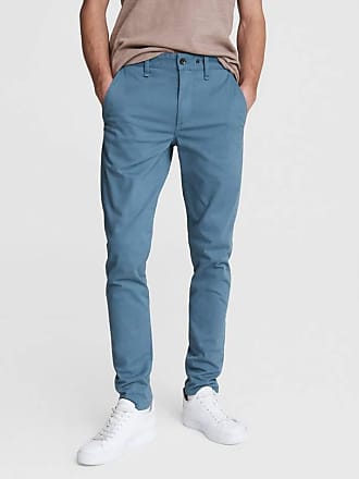 YUNY Mens Causal Solid Retrol Flax Flax Waistband Stretchy Trousers Sky Blue L