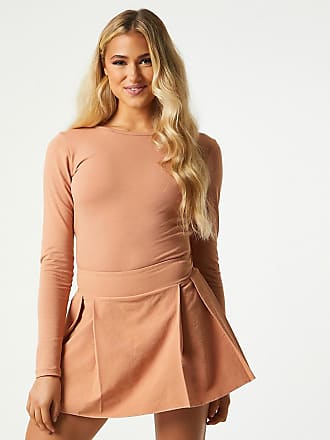 Outrageous Fortune exclusive pleated mini skort in camel-Brown