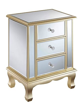 Convenience Concepts Gold Coast Vineyard 3 Drawer Mirrored End Table, Champagne / Mirror