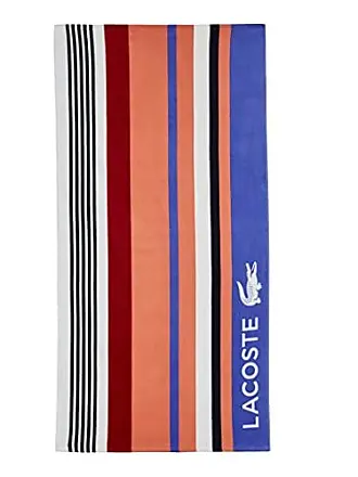 Lacoste Duke 100% Cotton Beach Towel, 36 W x 72 L, Blue Stripe