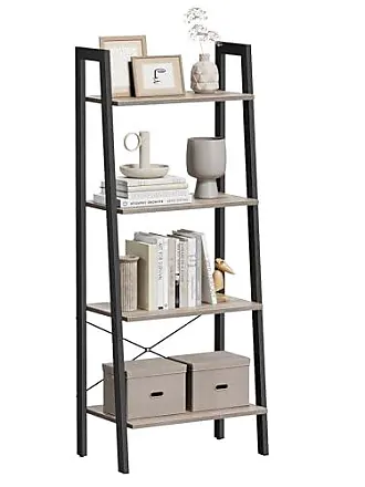 VASAGLE Ladder Shelf, 4-Tier Bookshelf, Storage Rack, Bookcase with Steel  Frame, for Living Room, Home Office, Kitchen, Bedroom, Industrial Style