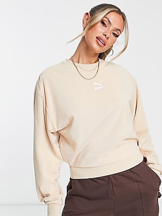 nike mini swoosh oversized boxy light beige sweatshirt