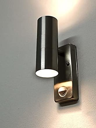 Außenlampe Edelstahl E27 19cm hoch IP44 Modern Wand Leuchte Beleuchtung Haus Tür 