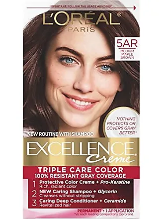 L'Oreal Paris Excellence Creme Permanent Triple Care Hair Color, 5AB Mocha  Ashe Brown, Gray Coverage For Up to 8 Weeks, All Hair Types, Pack of 1