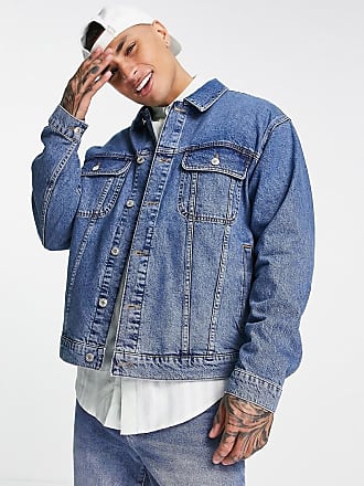 Topman oversized fit denim jacket in vintage blue-Blues