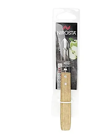 Fackelmann 31371 Eplucheur à légumes en inox avec manche en bois, économe,  rasoir à légumes, Acier inoxydable, Bois de hêtre, 15 cm