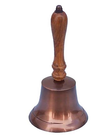 Hampton Nautical BL-2015-AC Antique Copper Hand Bell with Wood Handle 8 Nautical Home Decoration, 9