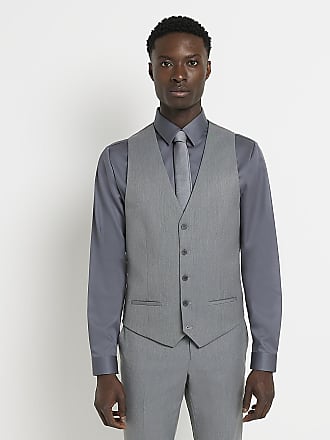 Emigre Extra Slim Fit Gray Twill Sharkskin Three Piece Suit With Peak Lapels 