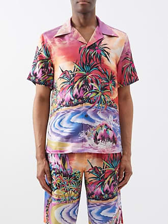Dolce & Gabbana Silk-satin Hawaiian Shirt with Monogram Print men