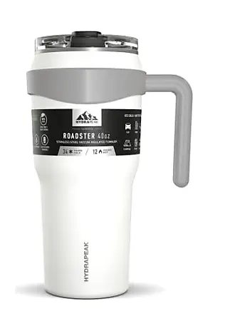 Hydrapeak Voyager 40 oz Tumbler With Handle and Straw Lid Cream White  Leopard