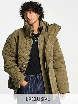 collusion mix quilted maxi puffer jacket in green