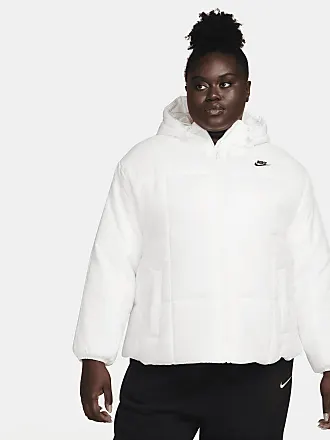Chaqueta larga blanca acolchada con logo en la espalda de Nike