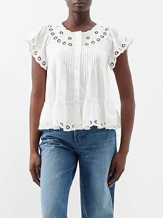 Alicia embroidered broderie anglaise cotton and linen-blend top