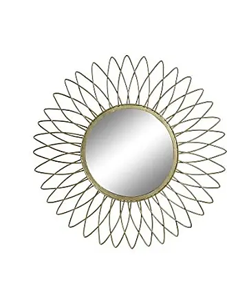 DKD Home Decor Wall Mirror Gold Glass Metal White Flowers (60 x 5 x 60 cm)  (Reference: S3019338)