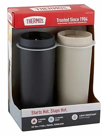 Thermos Stainless Steel 18oz Travel Tumbler, 2-pack. Black/Gray