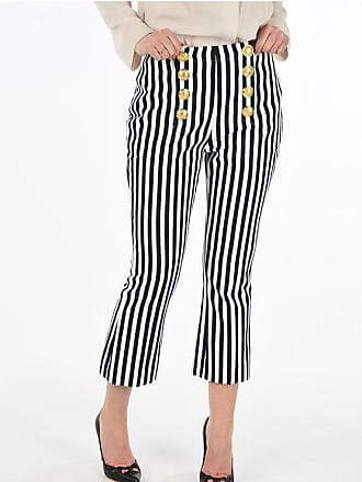 balmain striped high waisted flare pants