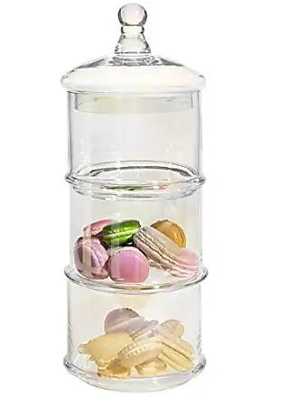 MyGift 3 Tier Stacking Round Apothecary Storage Glass Jars Candy Container  Dish