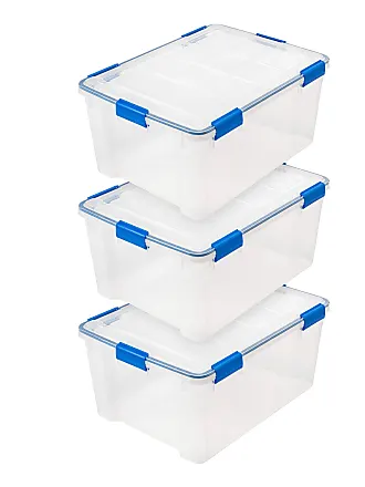 Iris USA 3 Pack 16 Quart Weatherpro Plastic Storage Box Durable Lid and Seal and Secure Latching Buckles