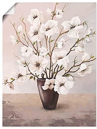 Gilde Deko Tulpen-Magnolie 5 Blüten  weiß grau Rand silber 