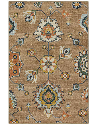 Made in USA Maples Rugs Kitchen Rug Coffee Brown/Blue for Entryway and Bedroom Circle 18 x 210 Non Skid Washable Throw Rugs 