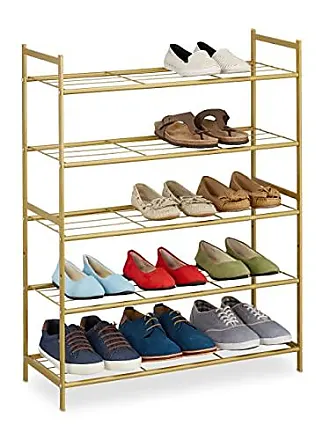 Relaxdays Étagère à chaussures en métal, 3 niveaux, empilable, porte- chaussures HLP 50x70x26 cm, 9 paires, blanc