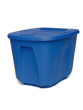 Homz Plastic Container 10 Gallon Storage, Blue, 4 Pack